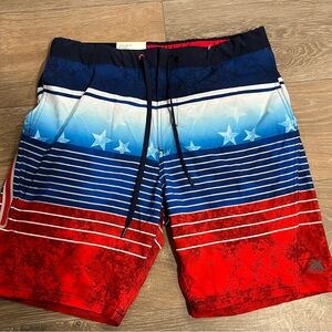 ZeroXposur Patriotic Star Stripe Board Shorts